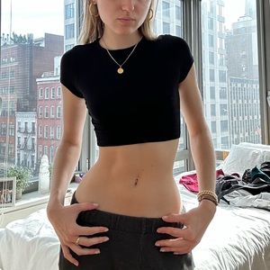 Black Zara Crop Top Tee